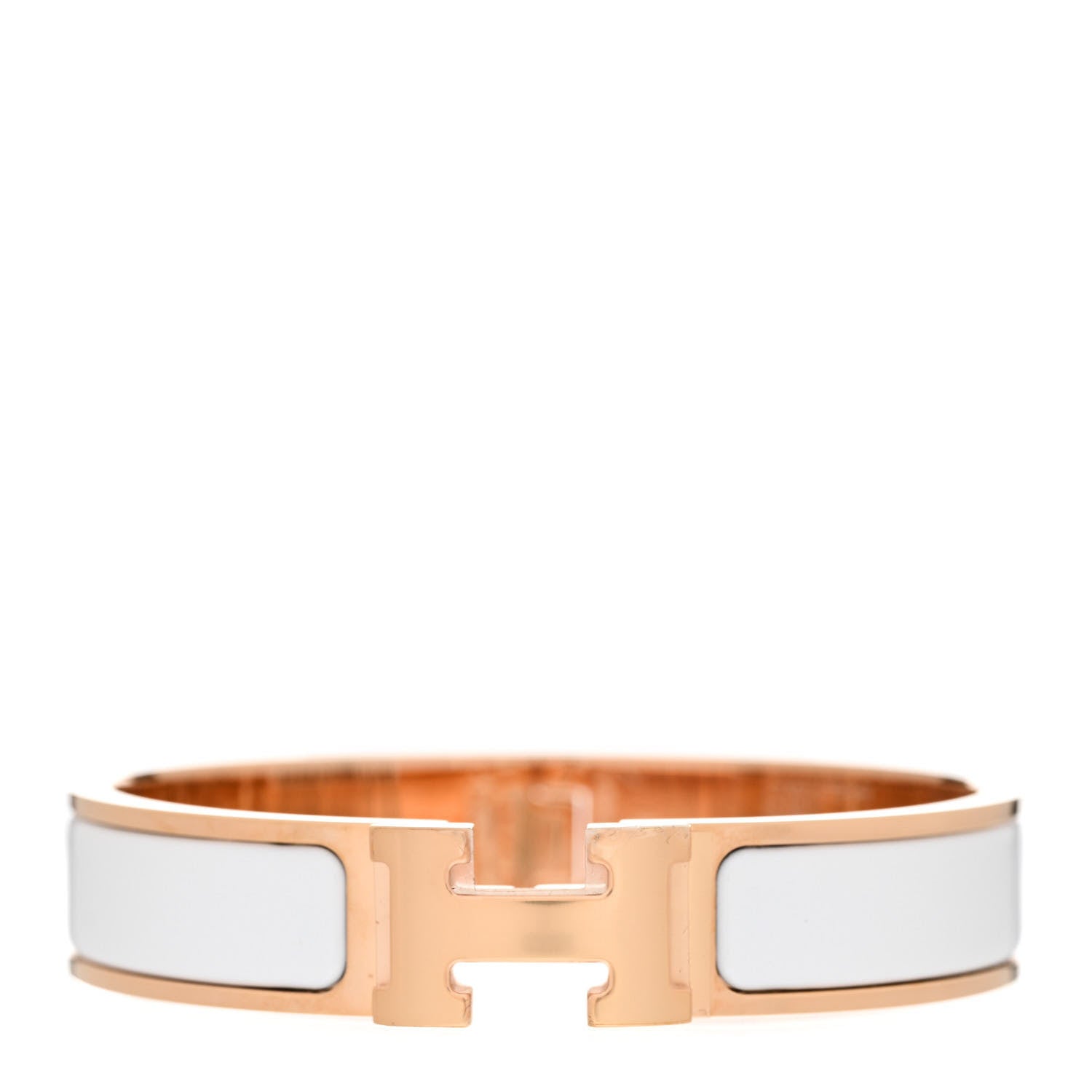 Hermes Enamel Narrow Clic Clac H Bracelet PM White 1 of 5