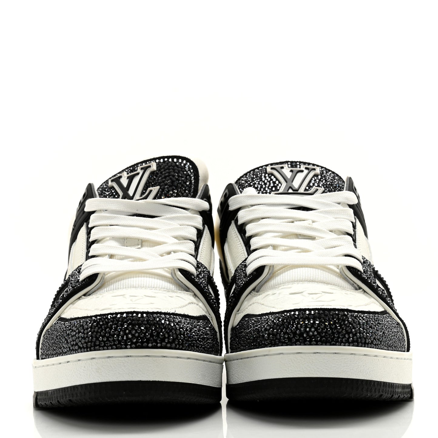 Calfskin Monogram Crystal Mens LV Trainer Sneakers 9.5 Black