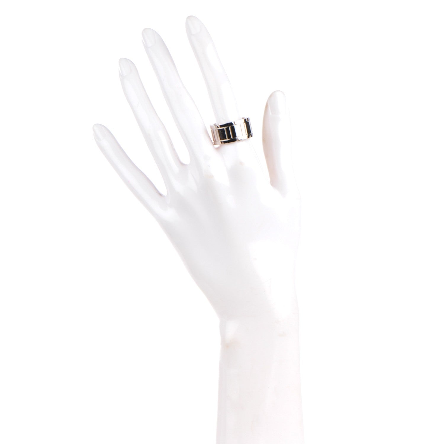 Cartier 18K White Gold 11mm Tank Francaise Ring 58 8.25 2 of 4