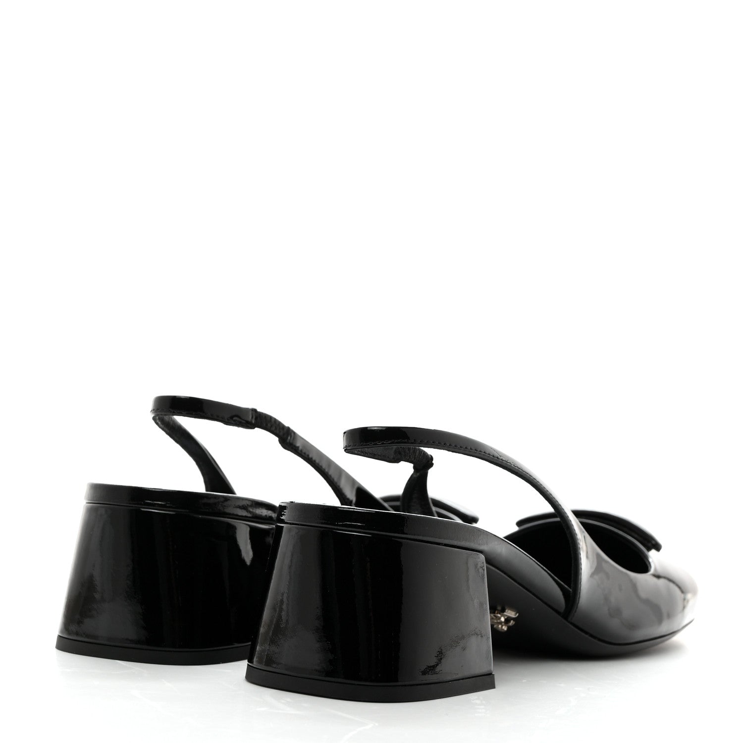 Prada Patent Triangle Logo Slingback Pumps 37 Cipria 4 of 8