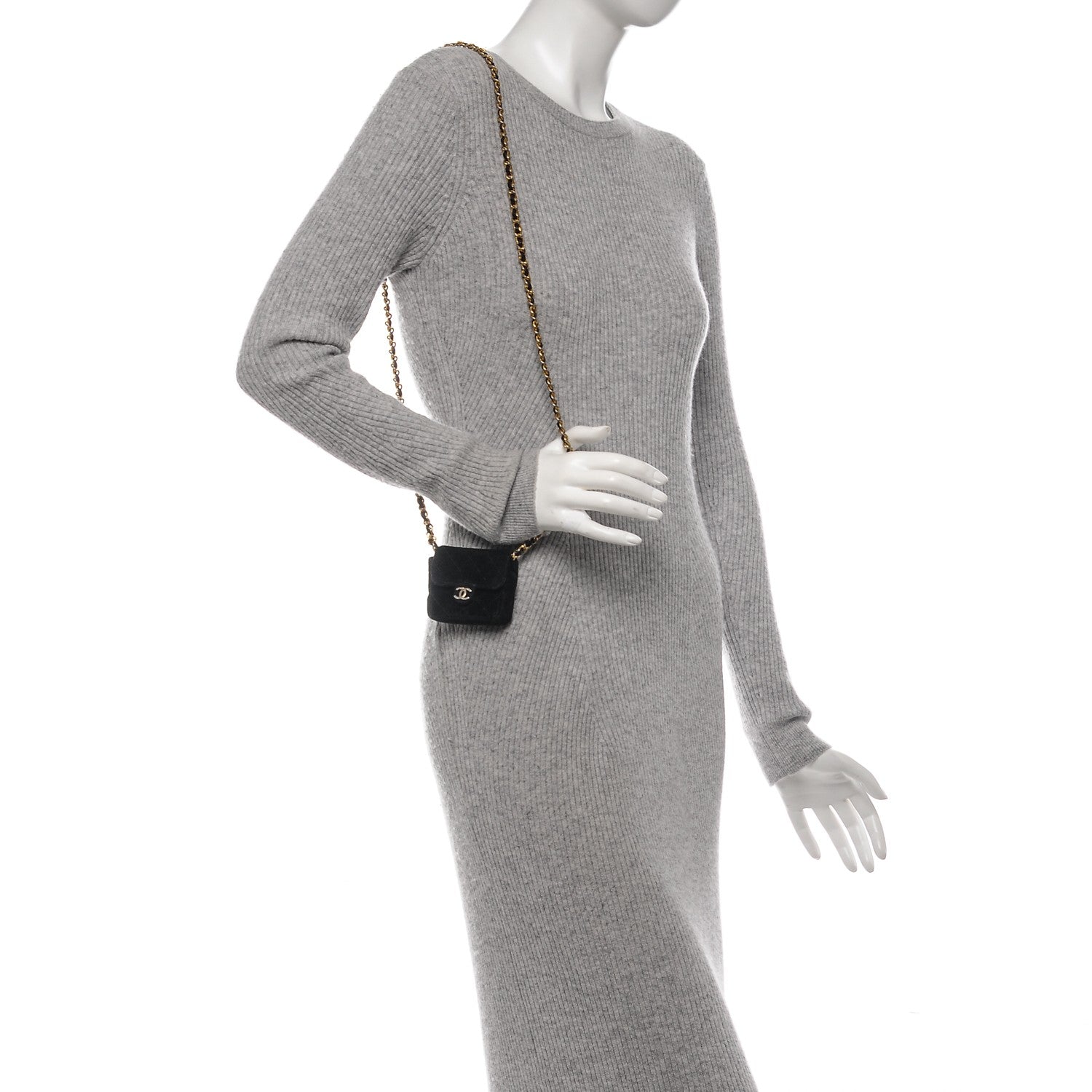 Chanel Velvet Quilted Micro Mini Flap Black 2 of 7