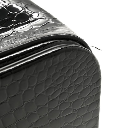 Saint Laurent Patent Calfskin Crocodile Embossed Elise Chain Shoulder Bag Black Black 11 of 11