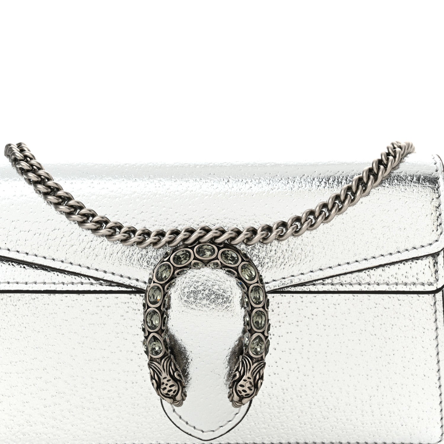 Gucci Metallic Calfskin Super Mini Dionysus Shoulder Bag Silver 8 of 12