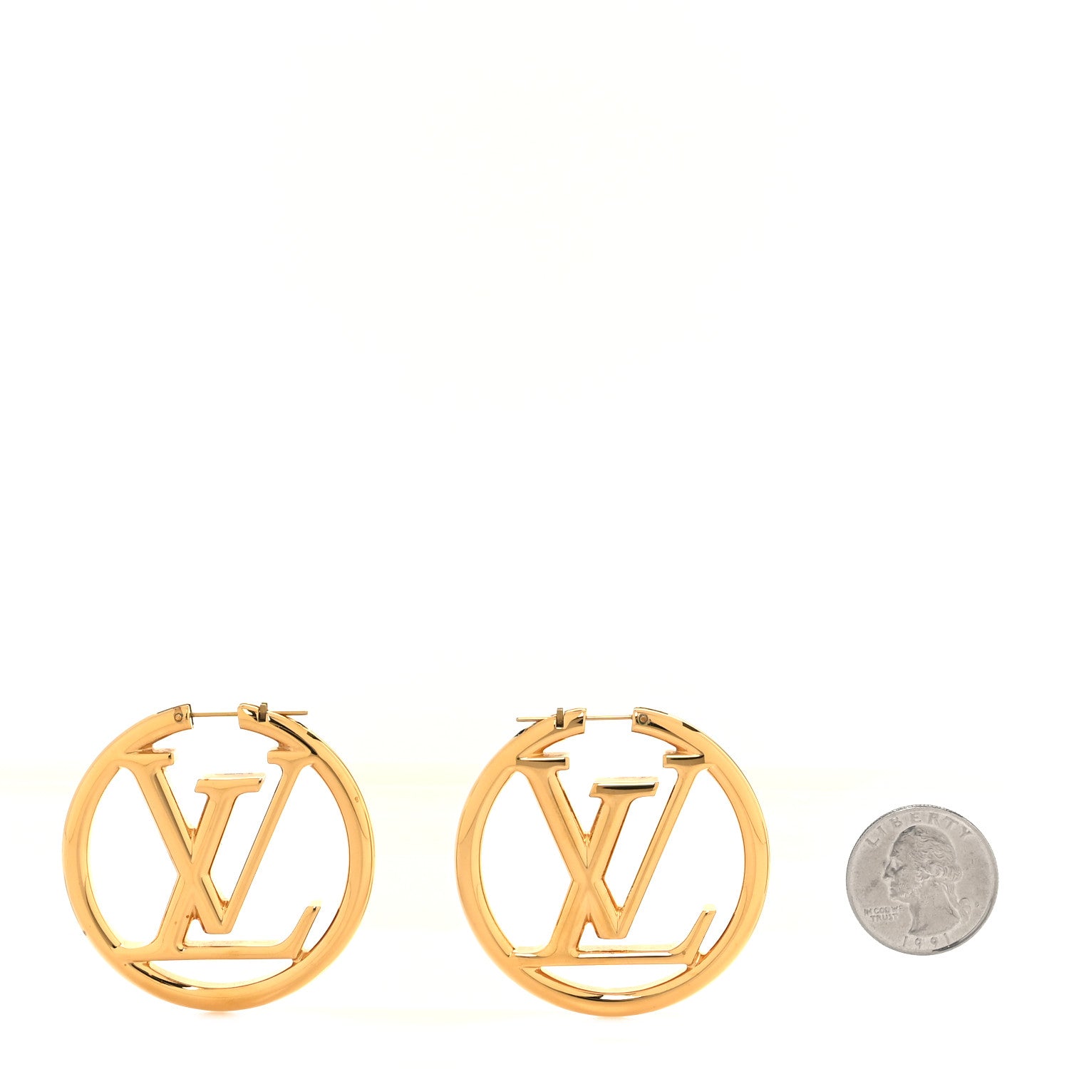 Louis Vuitton Metal Louise Hoop Earrings Gold 2 of 4