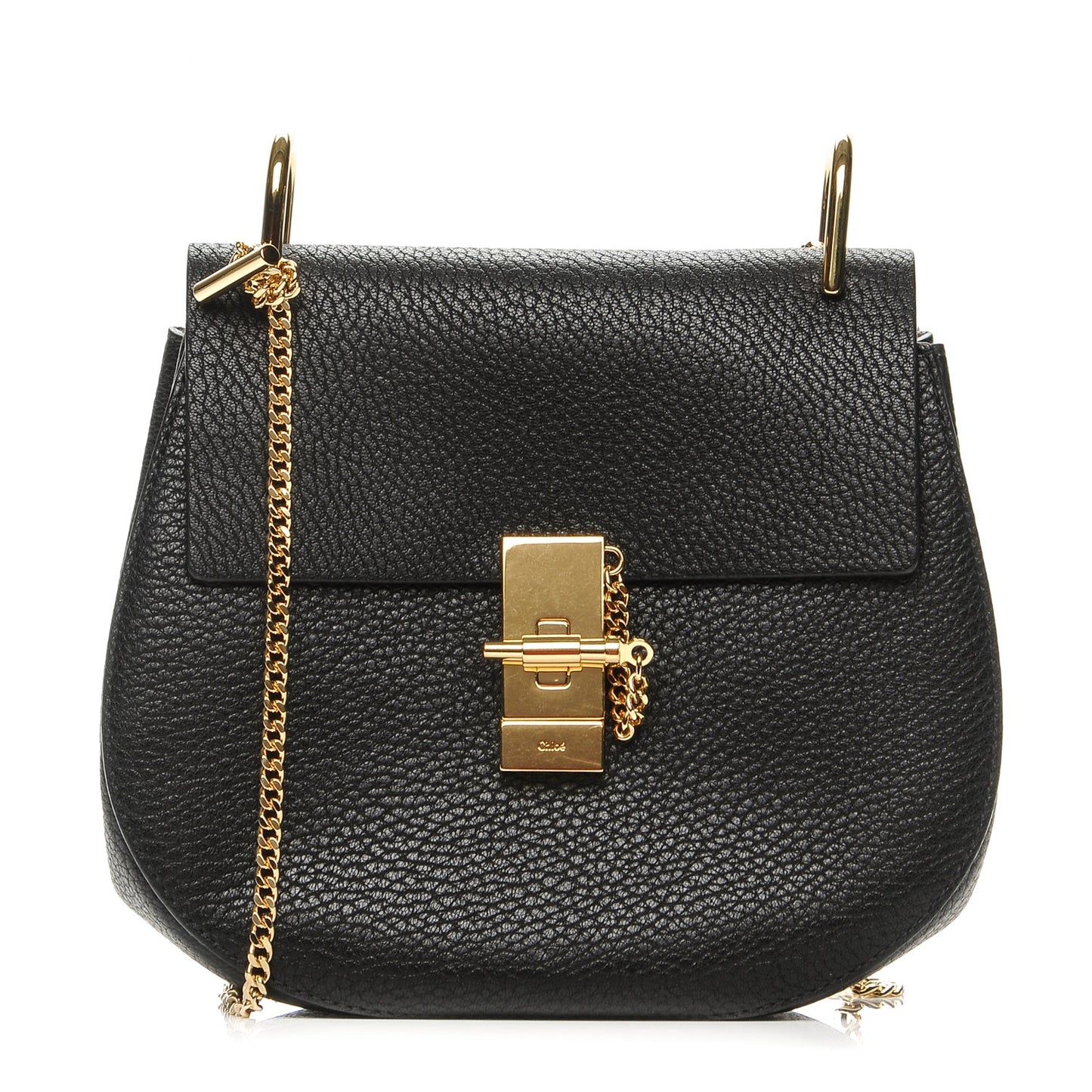 Grained Lambskin Drew Shoulder Bag Black
