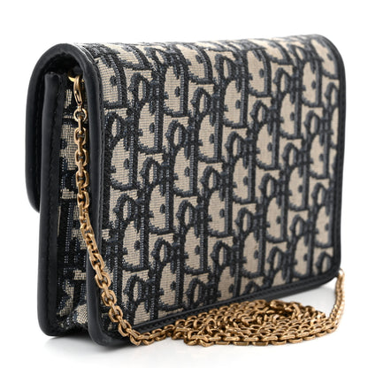 Christian Dior Oblique DiorAddict Wallet On Chain Clutch Navy Blue 3 of 15