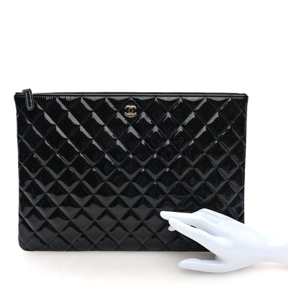 Chanel Patent Calfskin Quilted Large Cosmetic Case Black 2 of 7