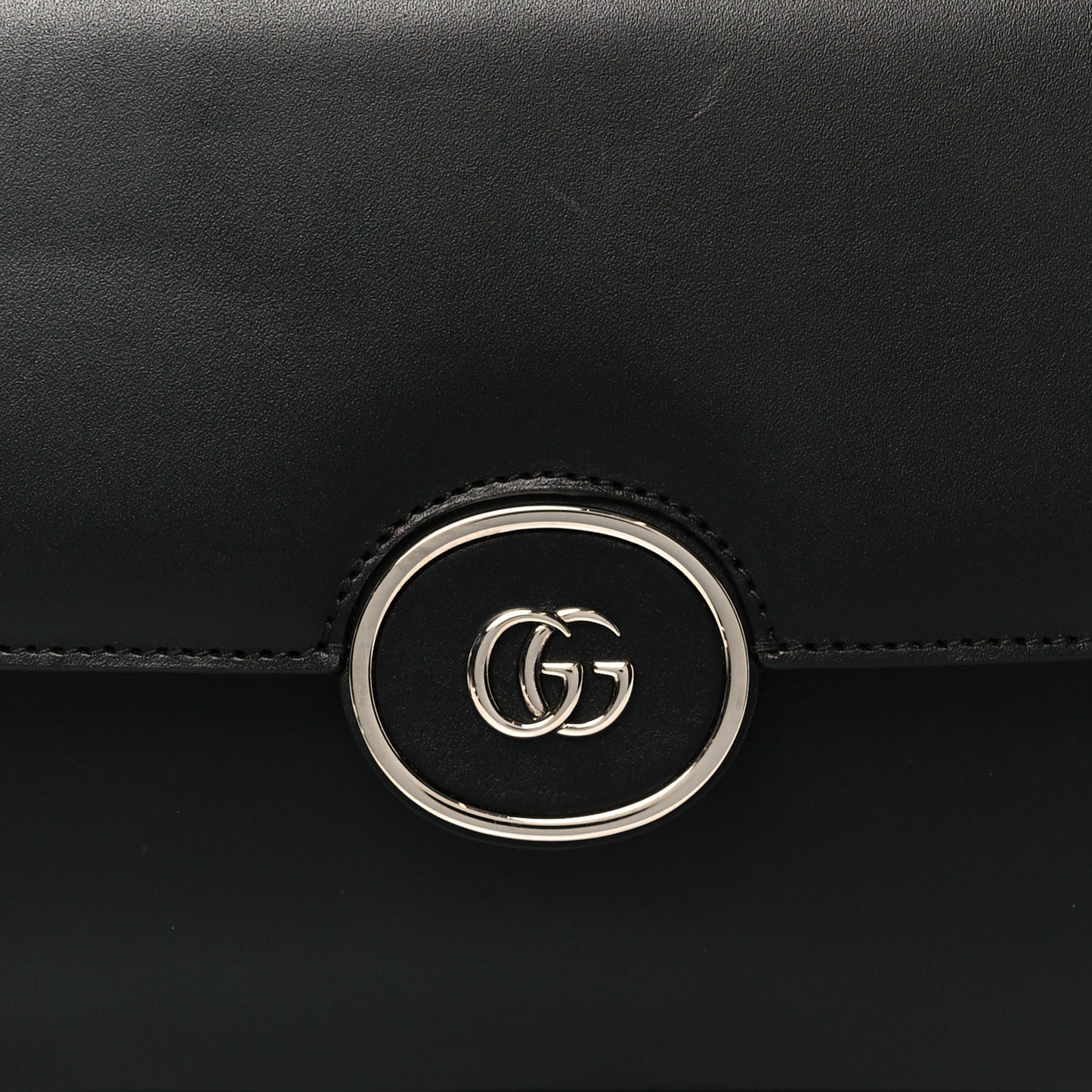 Senna Calfskin Petite GG Top Handle Shoulder Bag Black