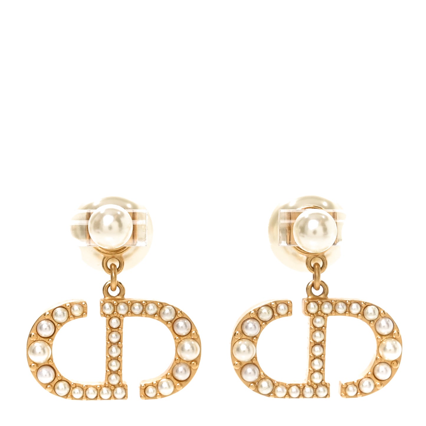 Pearl Tribal CD Drop Earrings Gold