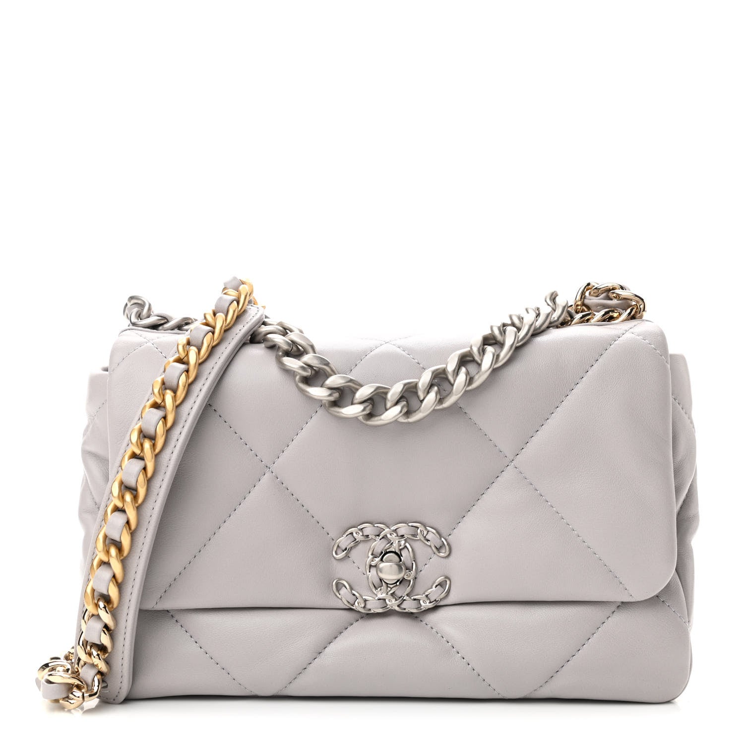 Chanel Lambskin Quilted Medium Chanel 19 Flap Grey 1 of 11