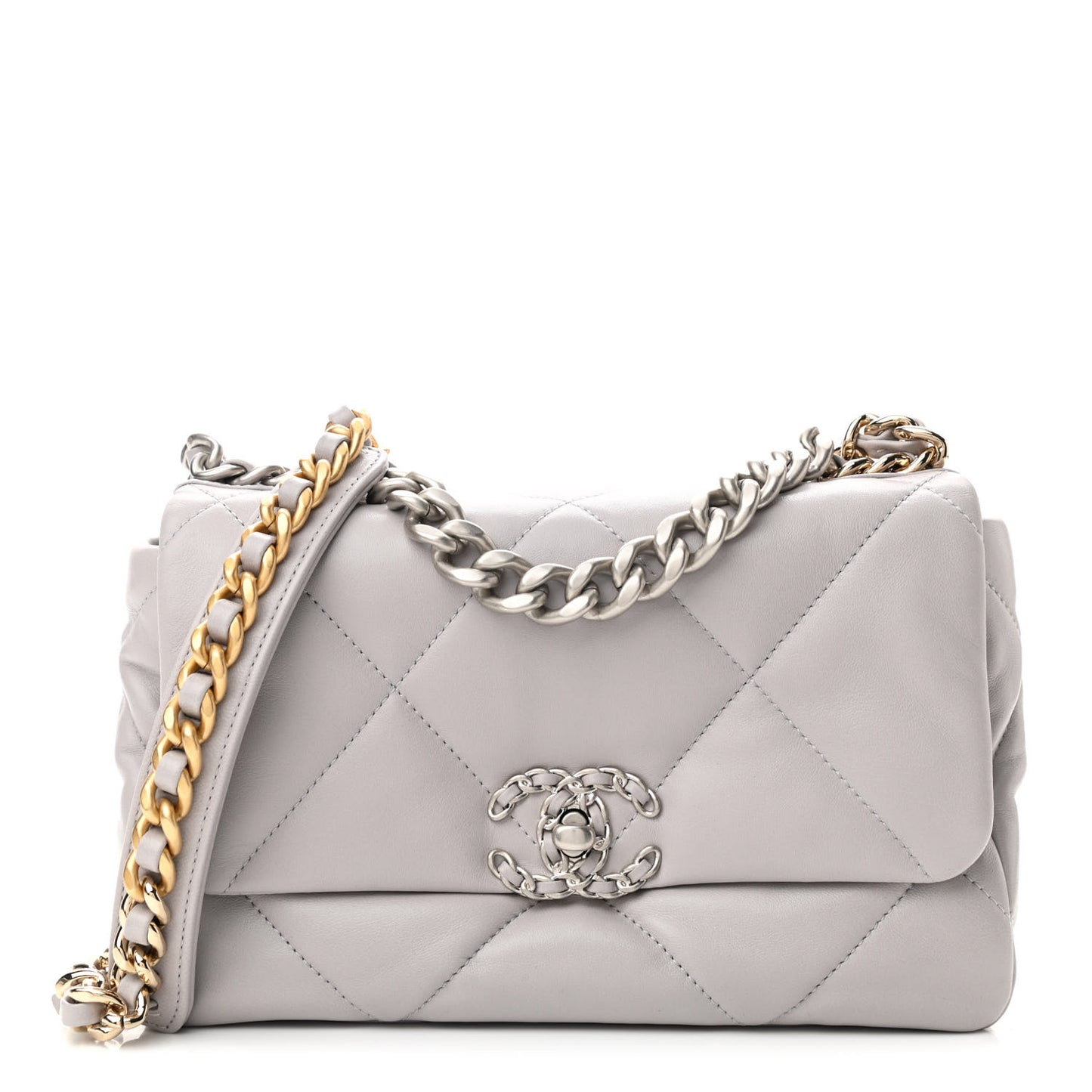 Lambskin Quilted Medium Chanel 19 Flap Grey