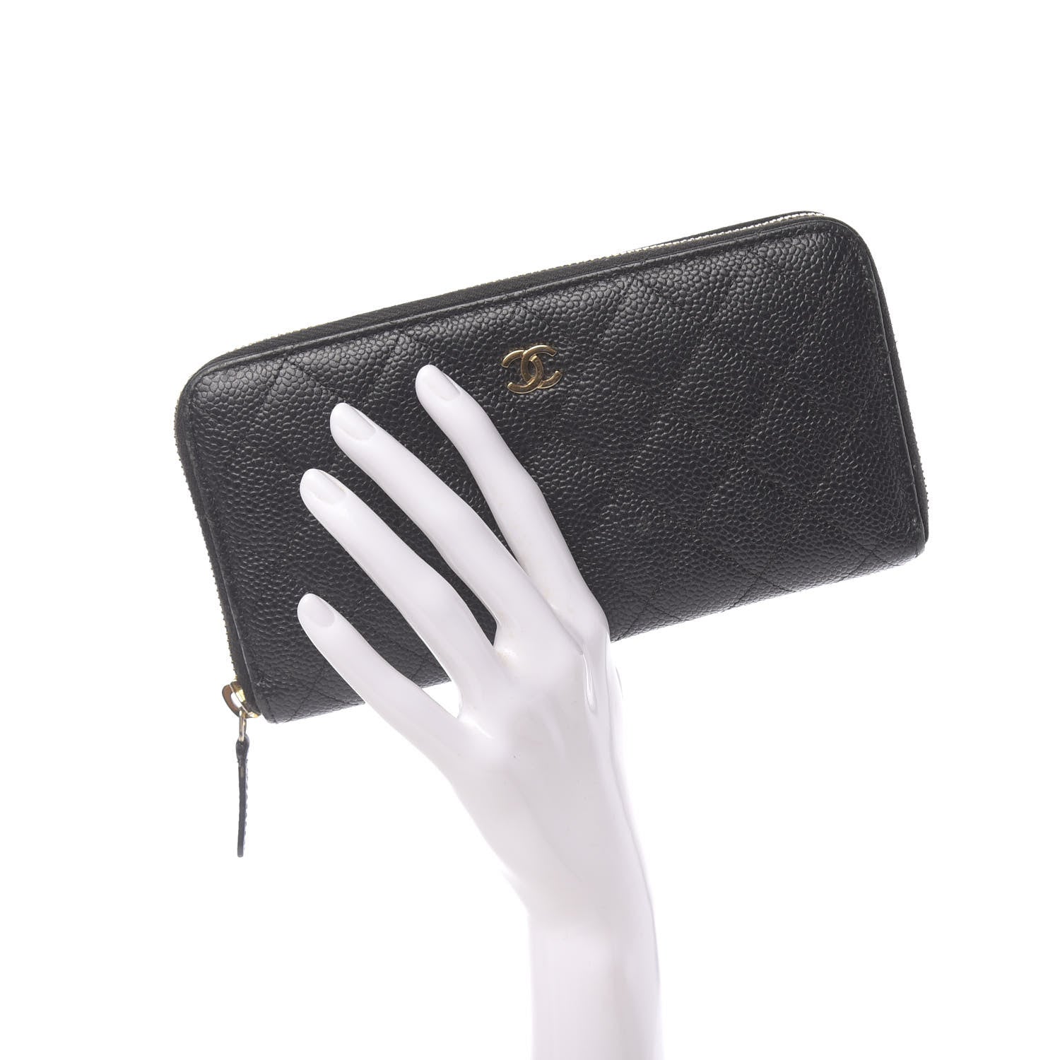 Chanel Caviar Quilted Large Gusset Zip Around Wallet Black 2 of 9