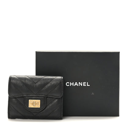Chanel Sheepskin Chevron Quilted Reissue Card Holder Wallet Black 9 of 9