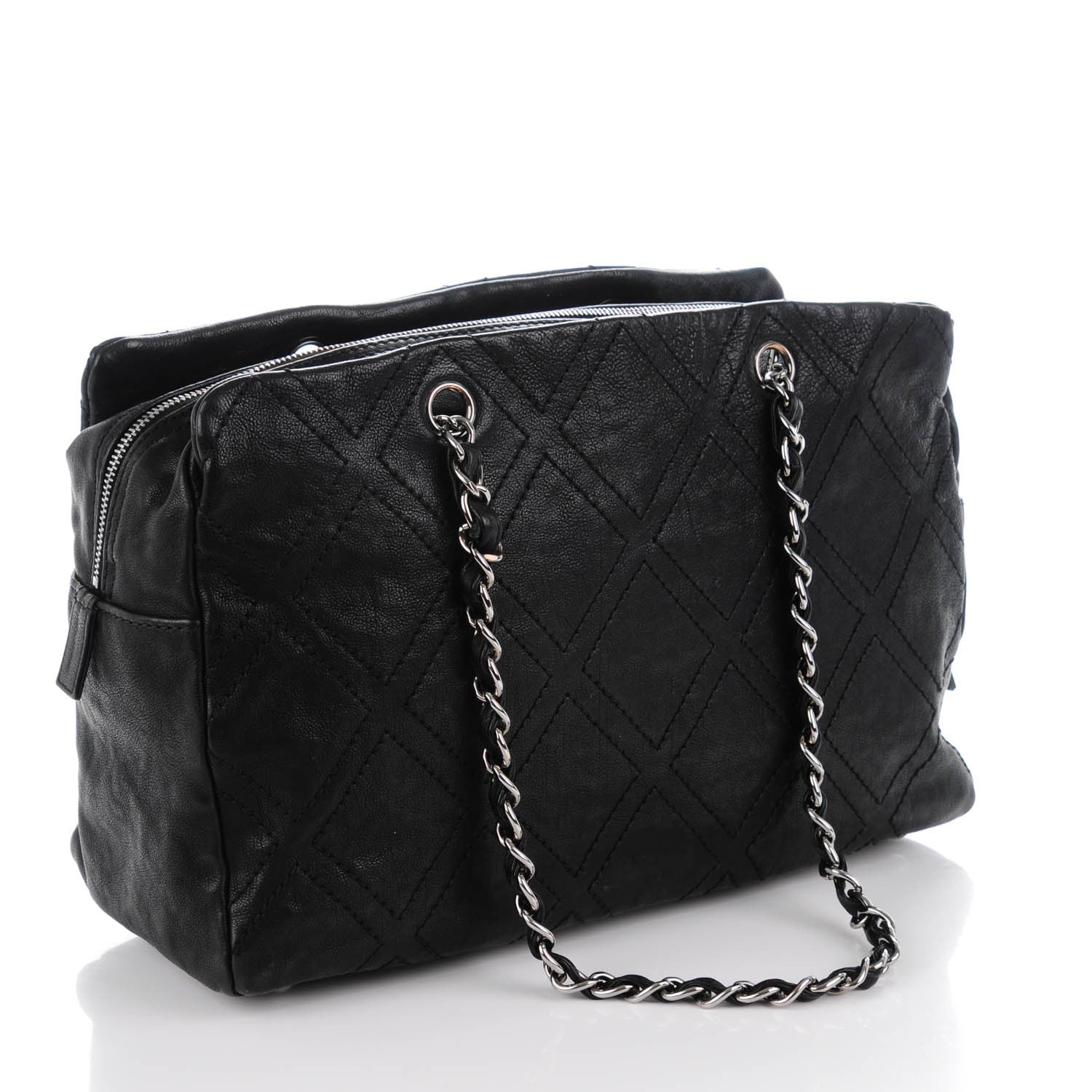 Chanel Calfskin Large Diamond Stitch Tote Black 3 of 7