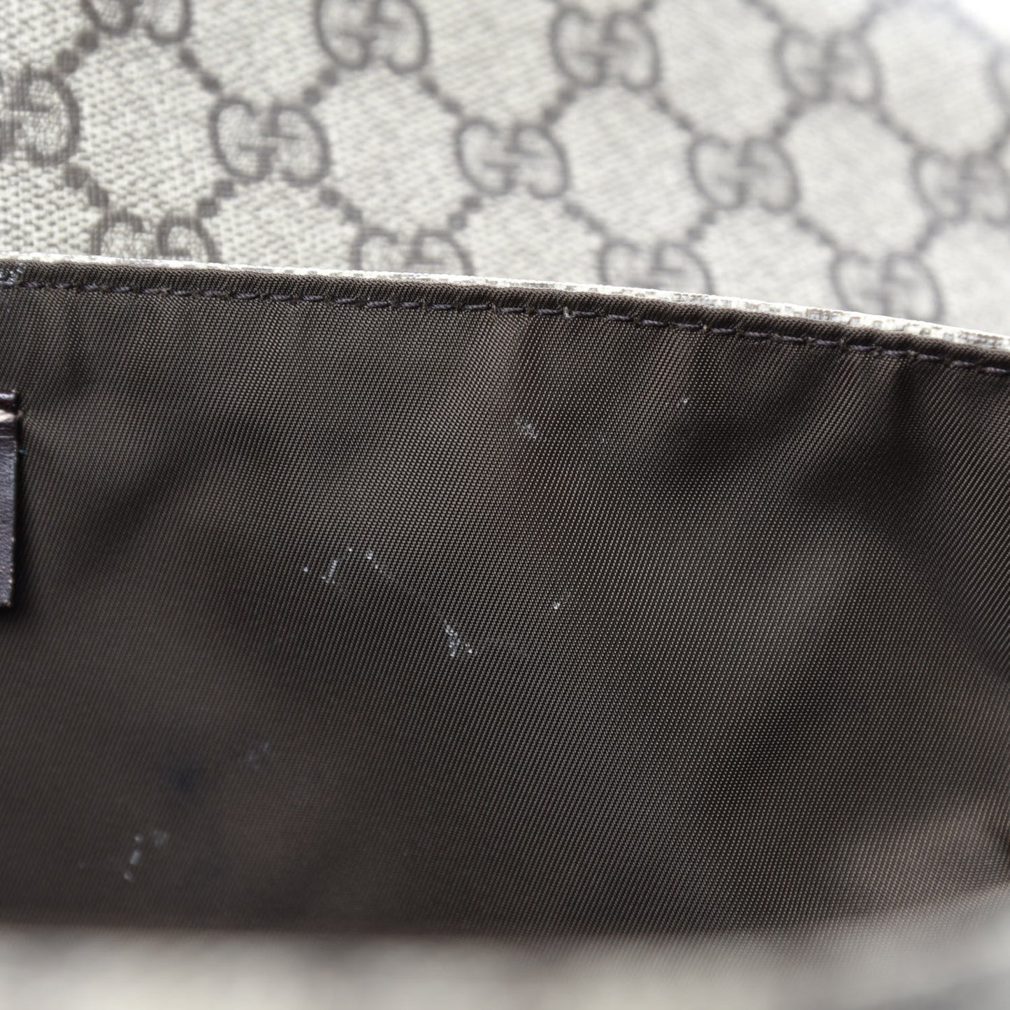 GG Supreme Monogram Selleria Calfskin Messenger Diaper Bag Beige Ebony Cocoa Dark Chocolate