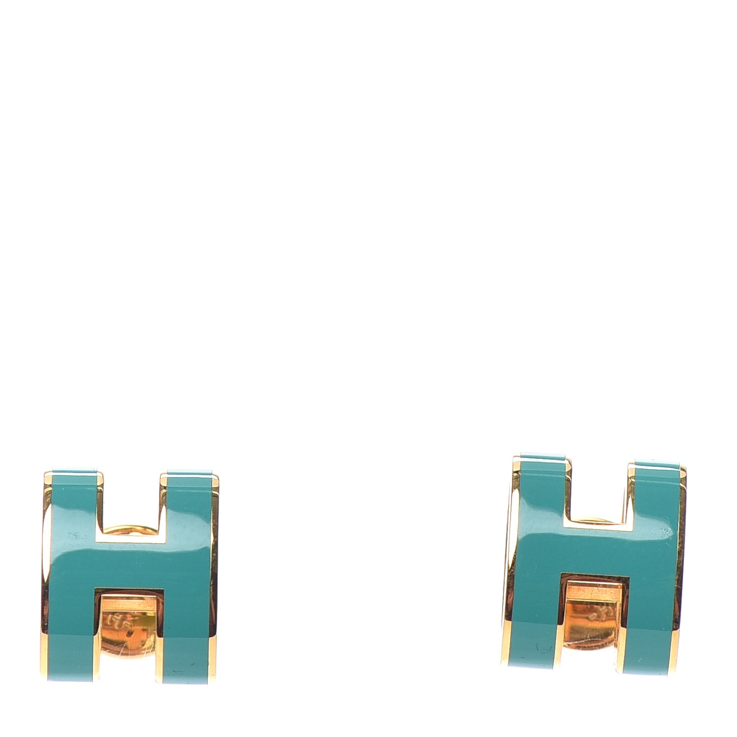 Gold Lacquered Pop H Earrings Turquoise