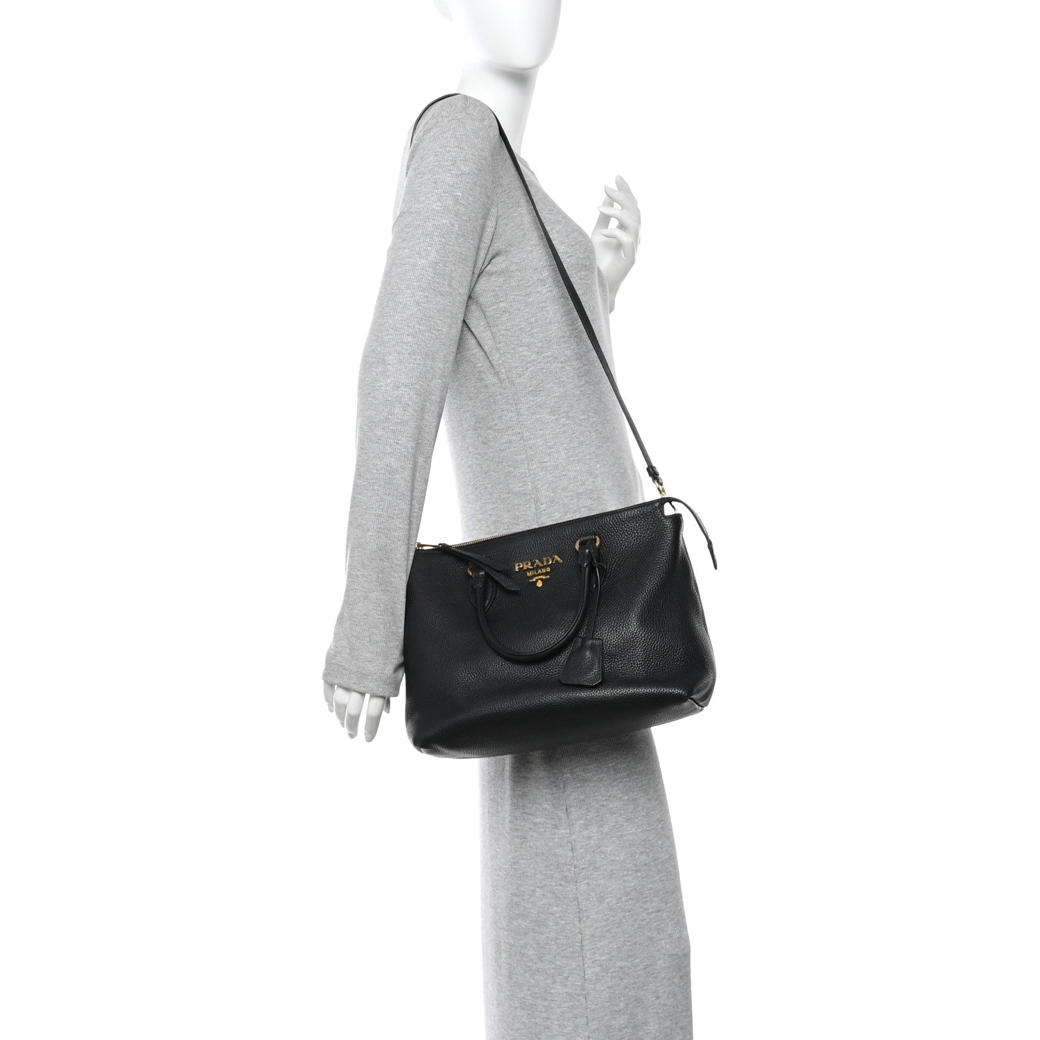 Prada Vitello Phenix Tote Black 2 of 9