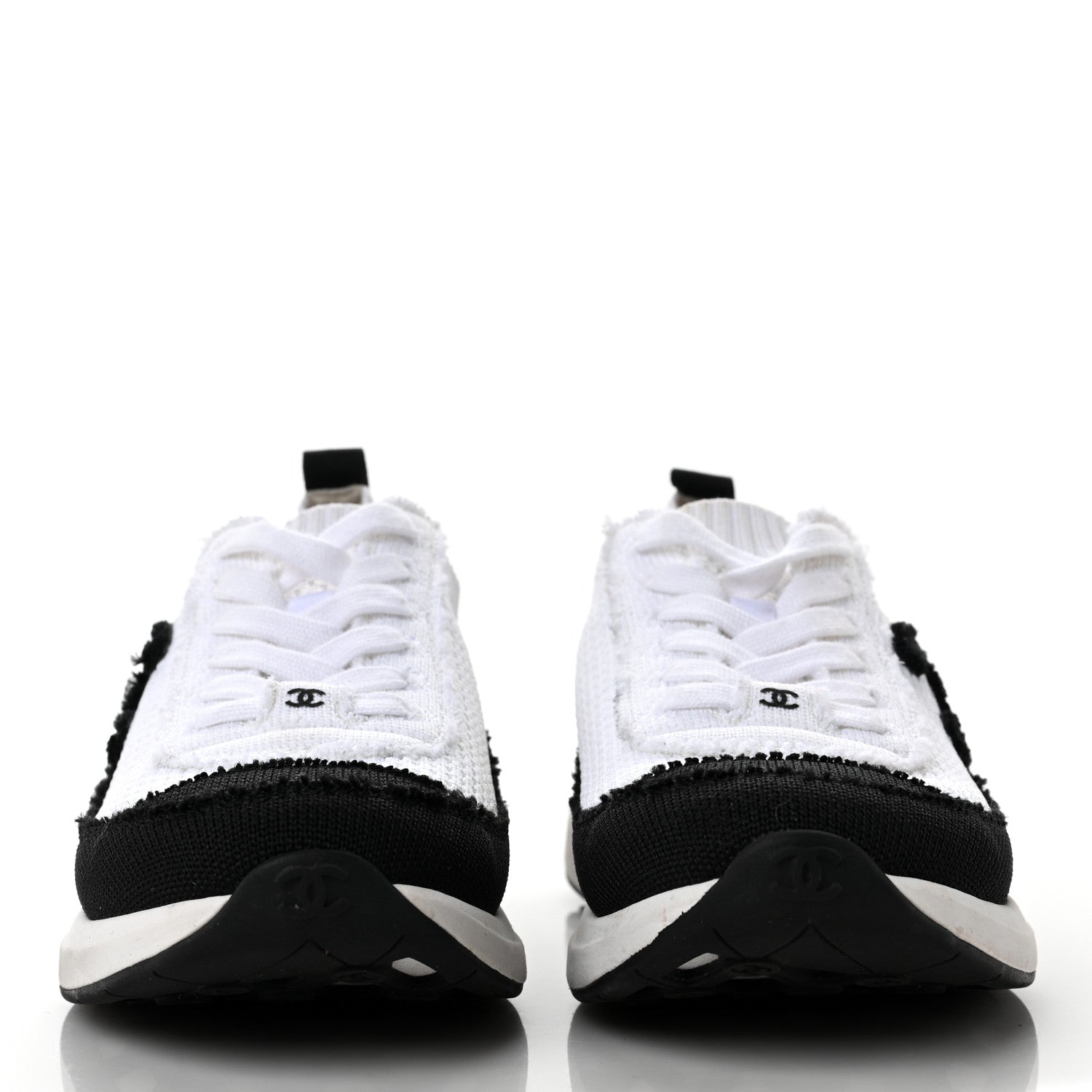 Chanel Knit Womens CC Sneakers 37 White Black 2 of 9