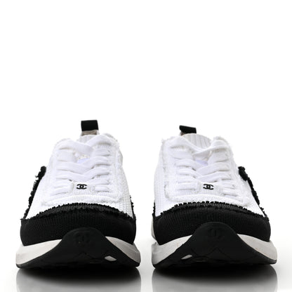 Chanel Knit Womens CC Sneakers 37 White Black 2 of 9