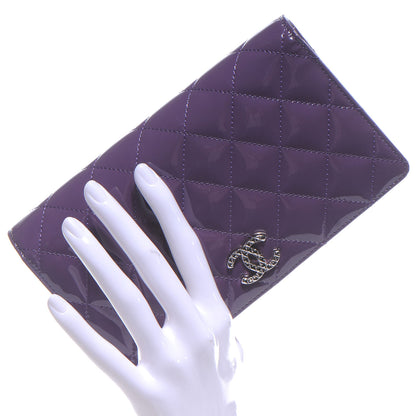 Chanel Patent Quilted Yen Wallet Purple 2 of 8