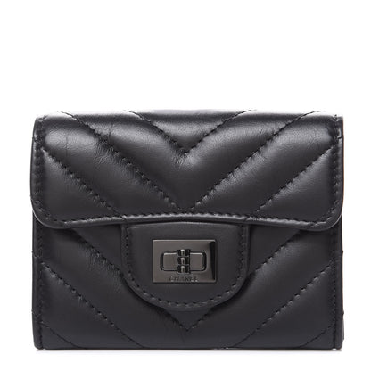 Chanel Aged Calfskin Chevron Quilted Reissue Card Holder Wallet So Black 1 of 8