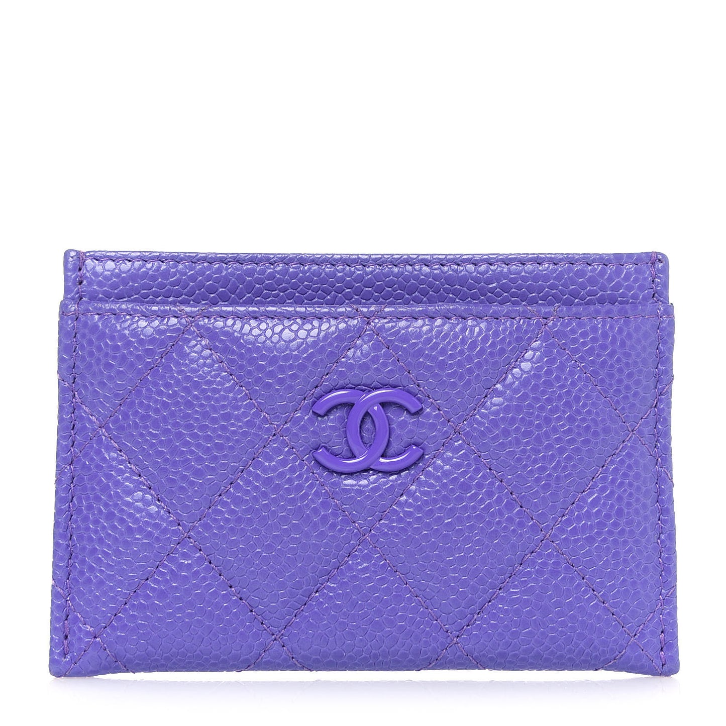 Caviar Quilted Incognito Card Holder Purple