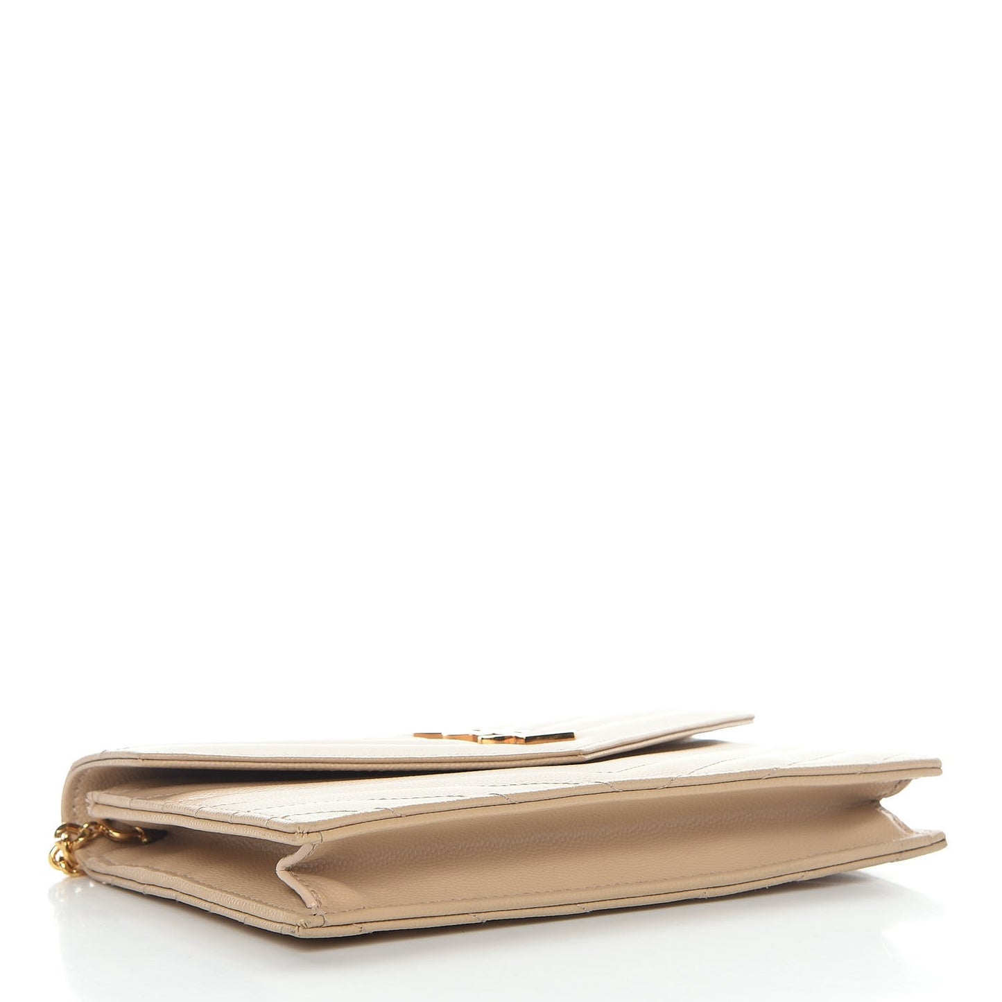 Grain De Poudre Matelasse Chevron Monogram Envelope Chain Wallet Nude Powder