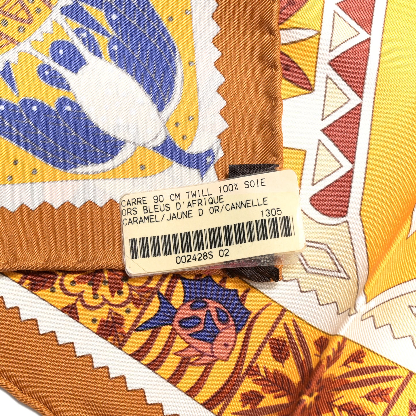 Silk Ors Bleus D’Afrique Scarf 90 Caramel Jaune D'Or Cannelle