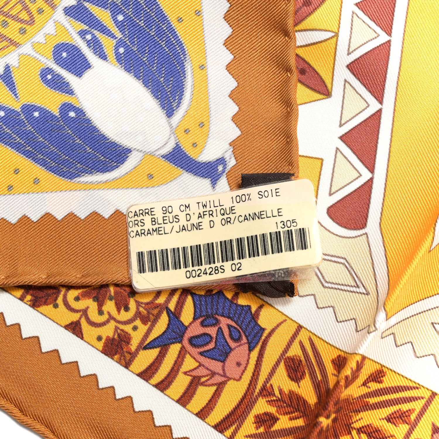 Hermes Silk Ors Bleus D’Afrique Scarf 90 Caramel Jaune D'Or Cannelle 4 of 4