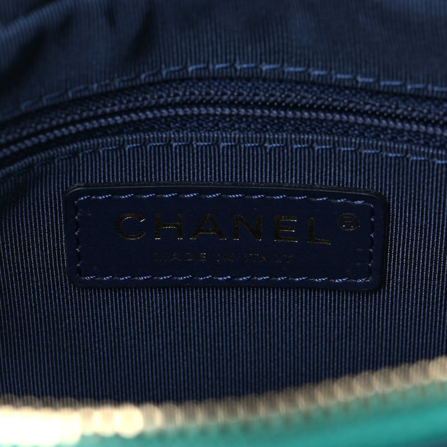 Goatskin Quilted Tri-Color In & Out Waist Bag Navy Turquoise Pink