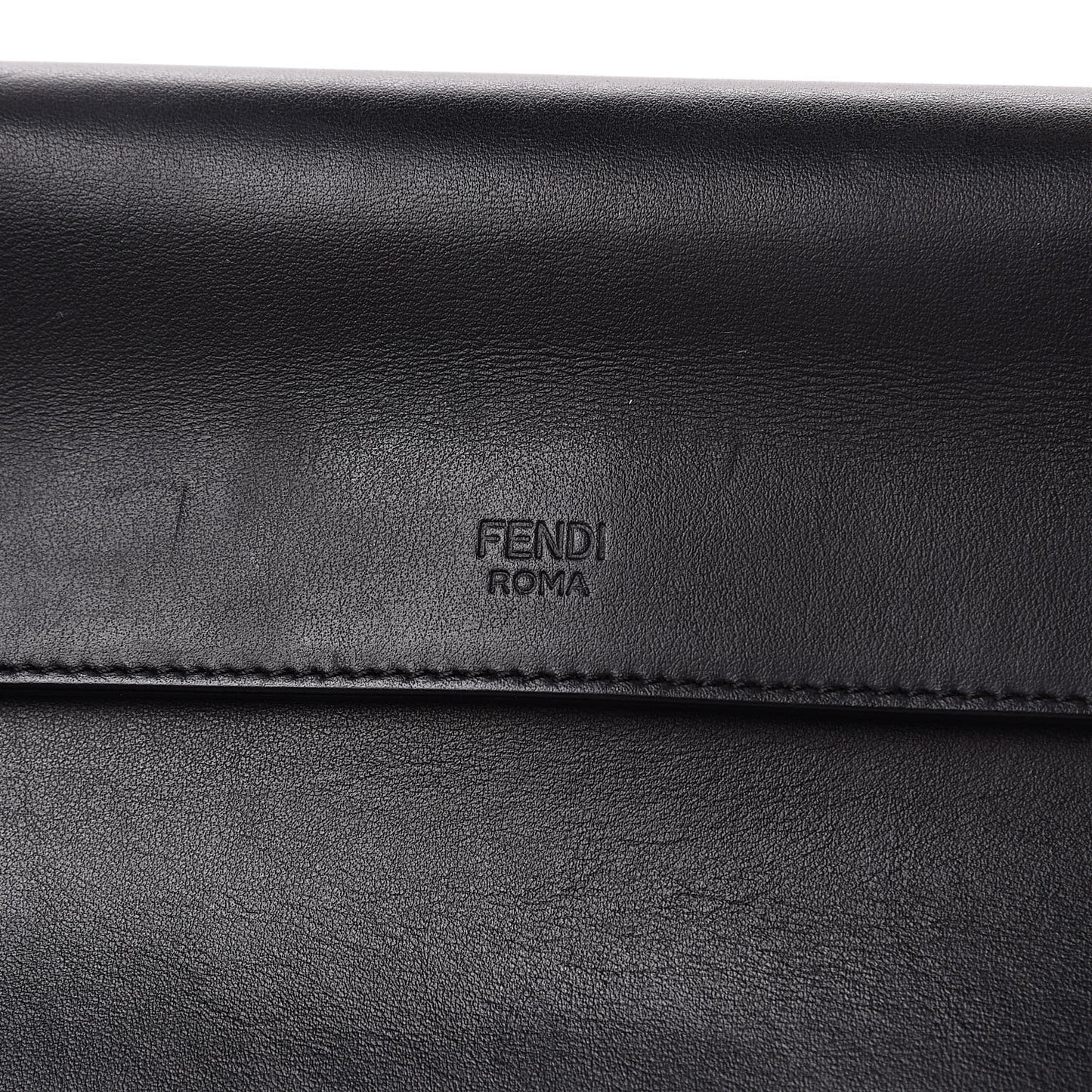 Vitello Century Velvet F is Fendi FF Kan I Shoulder Bag Black Tobacco