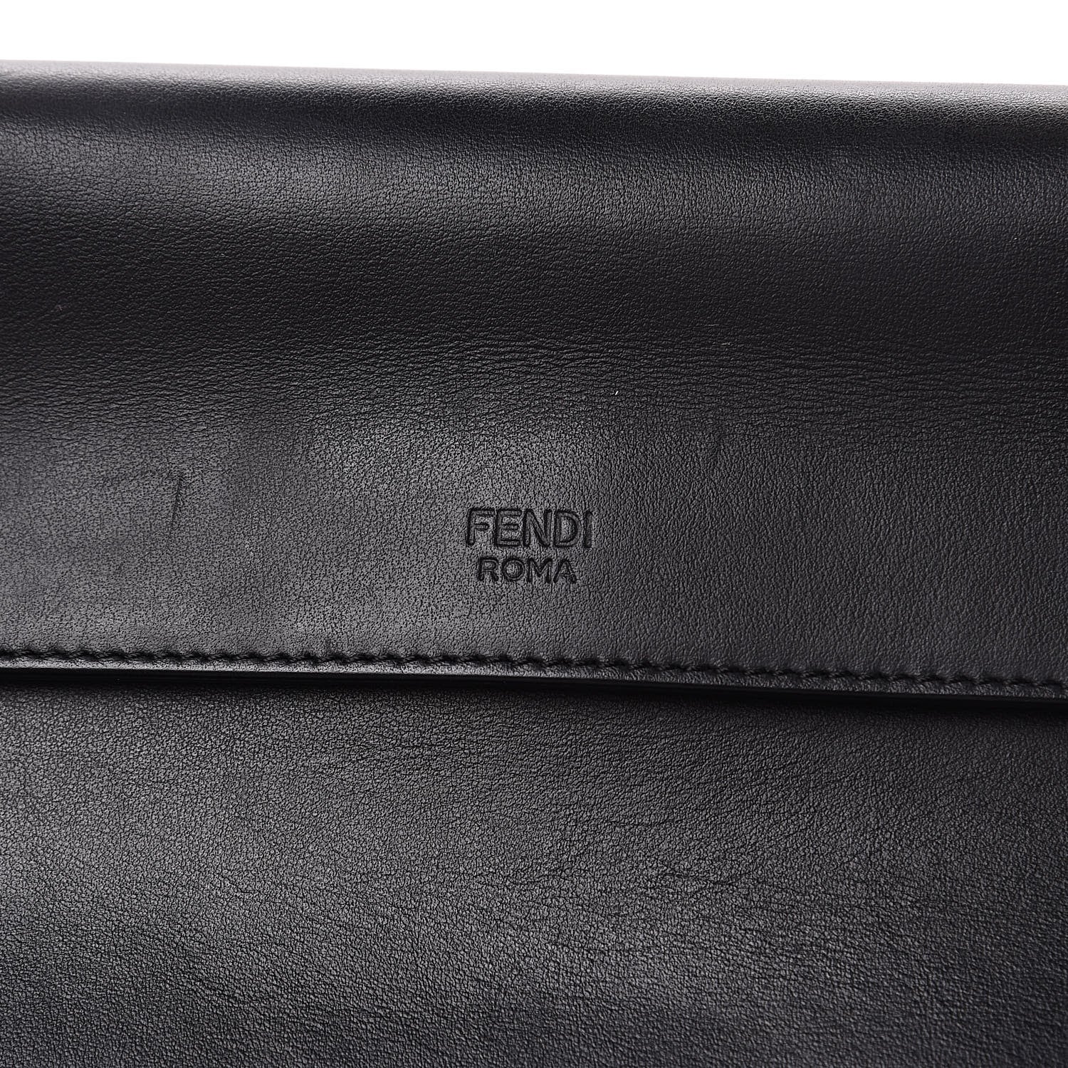 Fendi Vitello Century Velvet F is Fendi FF Kan I Shoulder Bag Black Tobacco 12 of 15