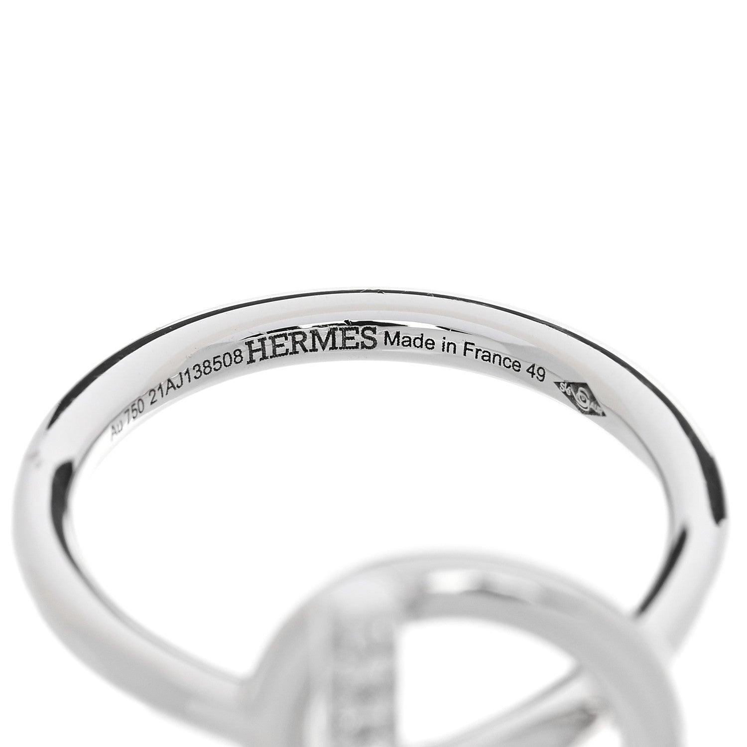 Hermes 18K White Gold Diamond PM Echappee Ring 49 5 4 of 5