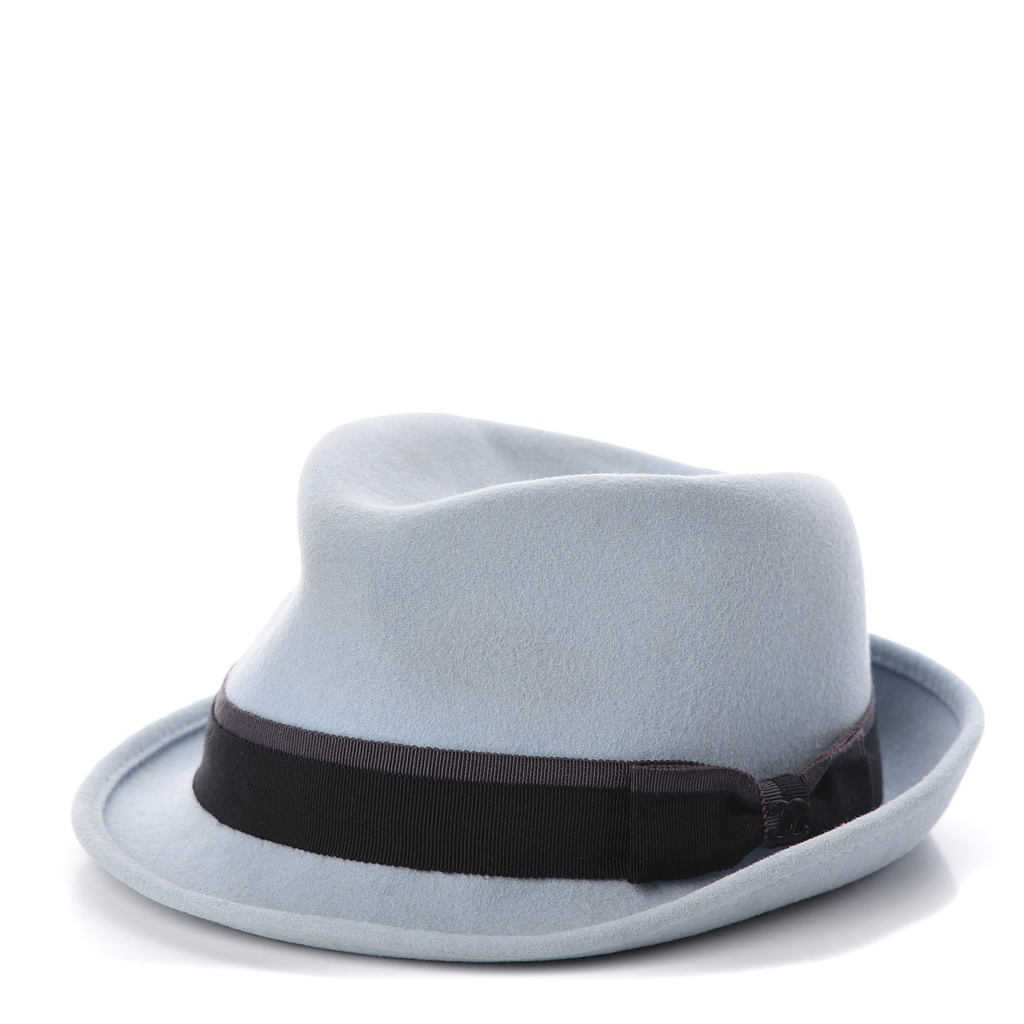 Rabbit Fur Felt CC Fedora Hat M Light Blue