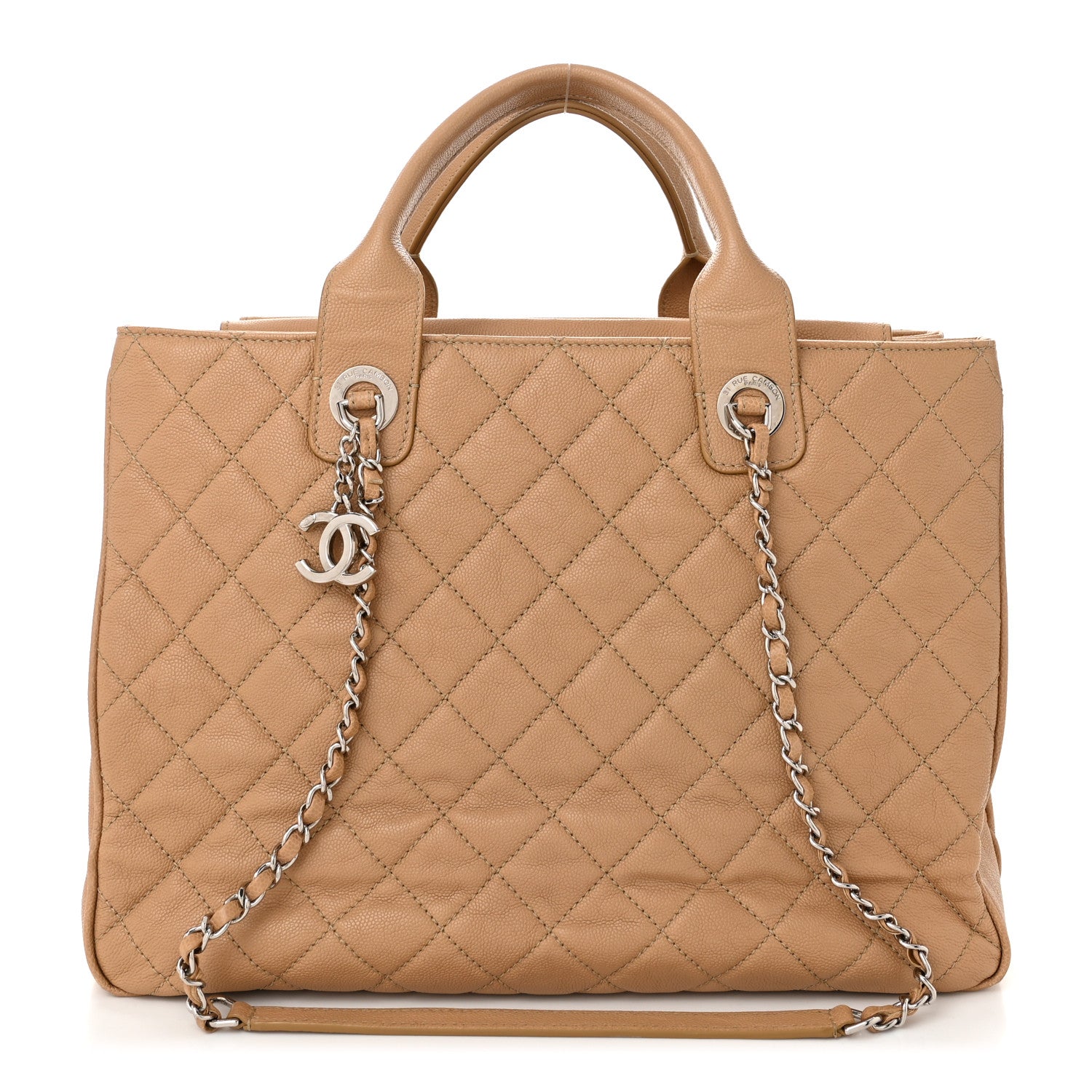 Chanel Caviar Quilted Large Urban Companion Top Handle Shopping Tote Beige 1 of 13