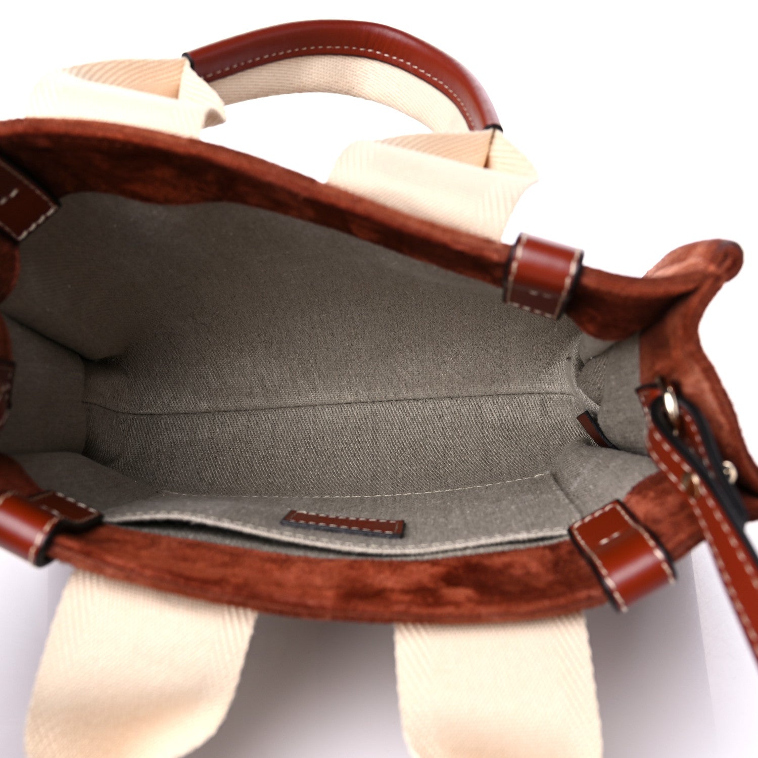 Chloe Suede Calfskin Small Woody Ribbon Tote Sepia Brown 5 of 14
