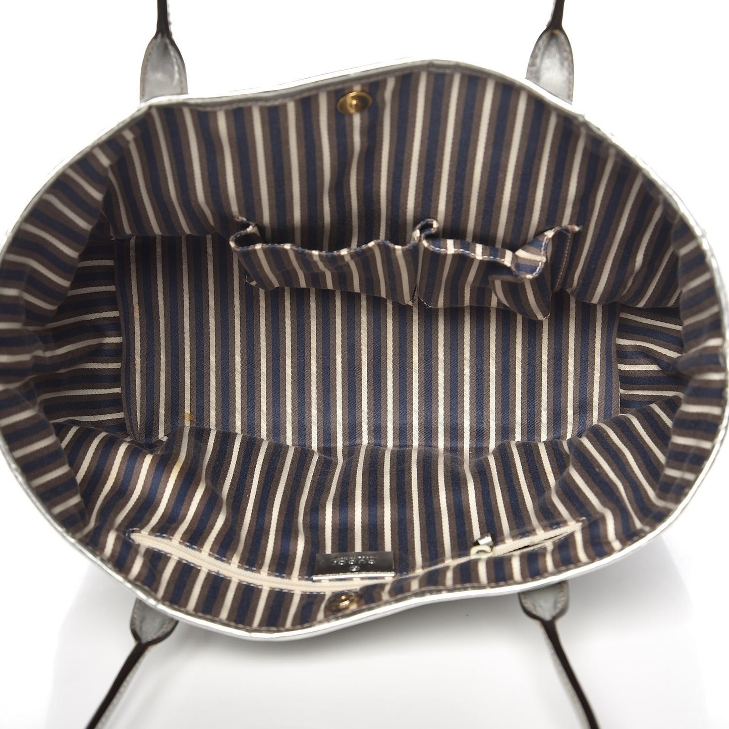 Metallic Monogram New Britt Medium Tote Silver