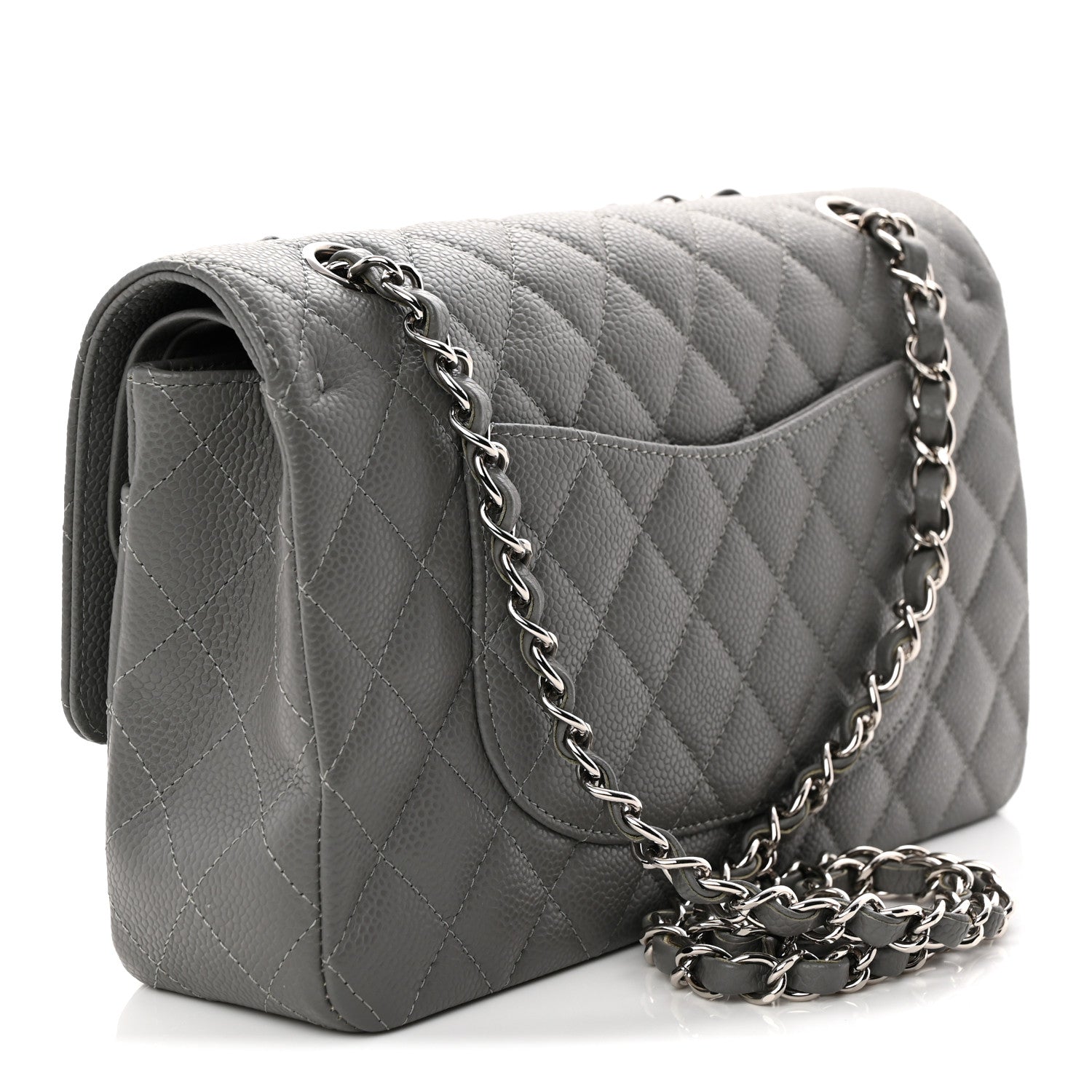 Chanel Caviar Quilted Medium Double Flap Grey 3 of 10