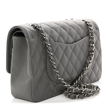 Chanel Caviar Quilted Medium Double Flap Grey 3 of 10