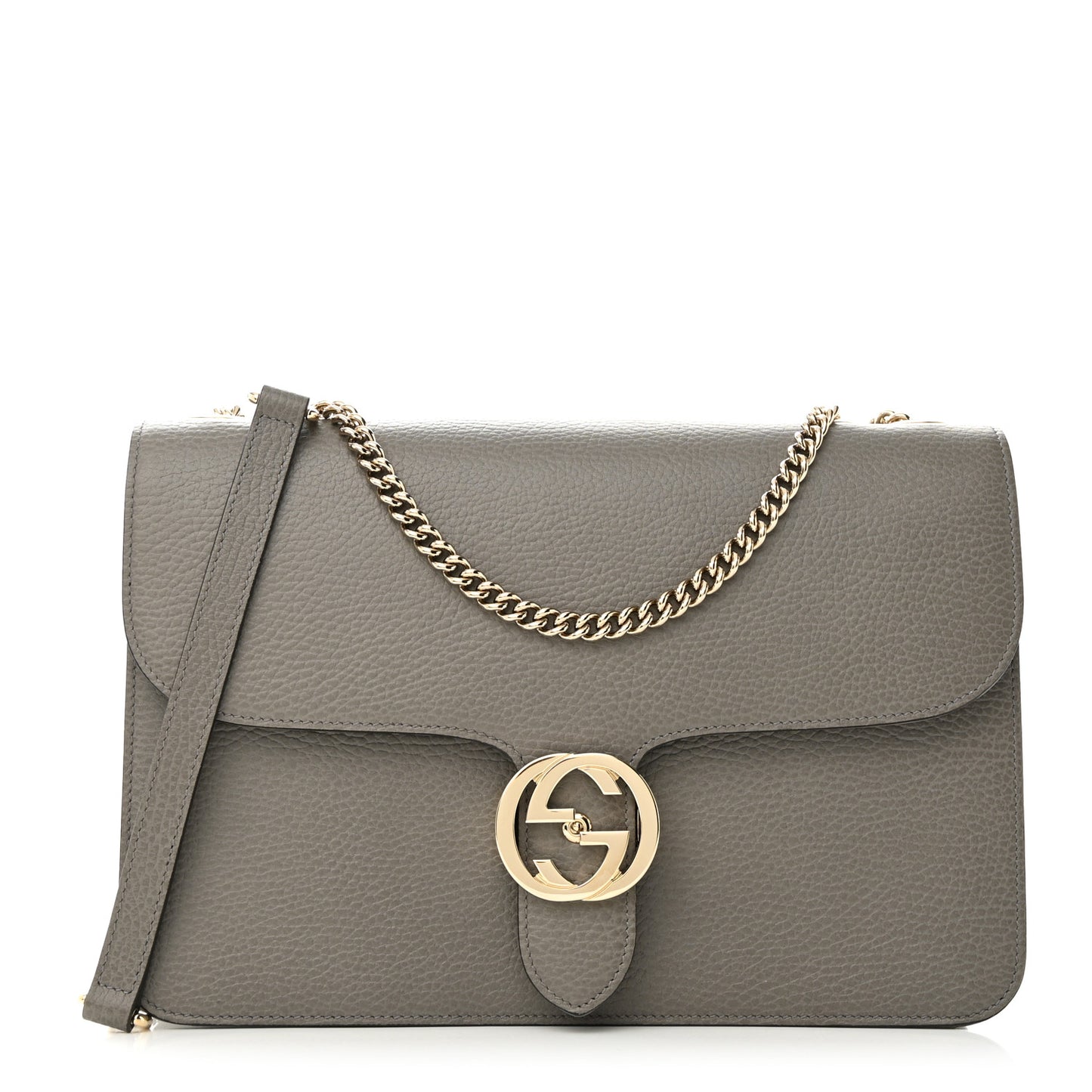 Dollar Calfskin Interlocking G Shoulder Bag Loess