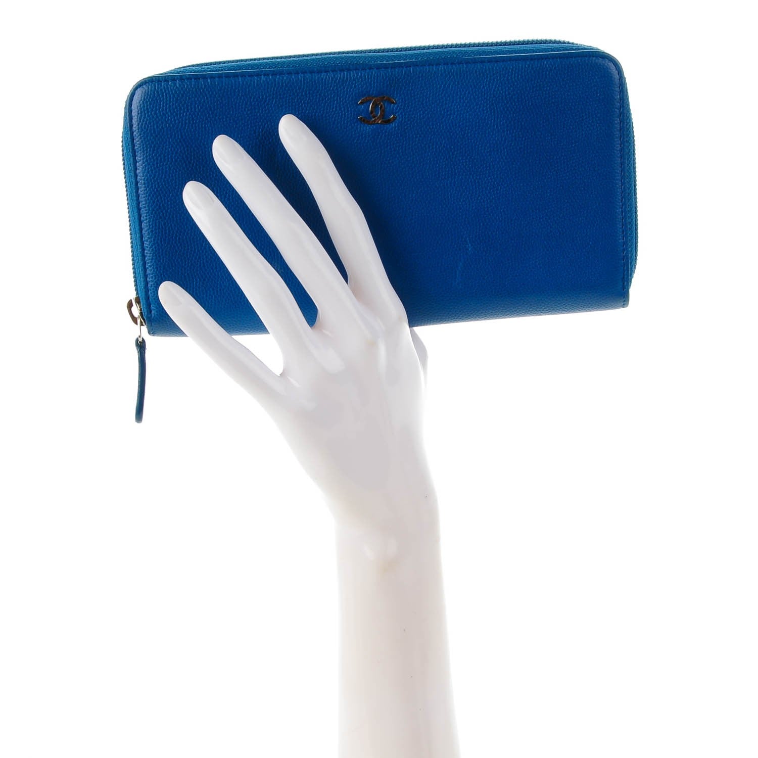 Chanel Caviar Sevruga Zip Around Wallet Blue 2 of 8