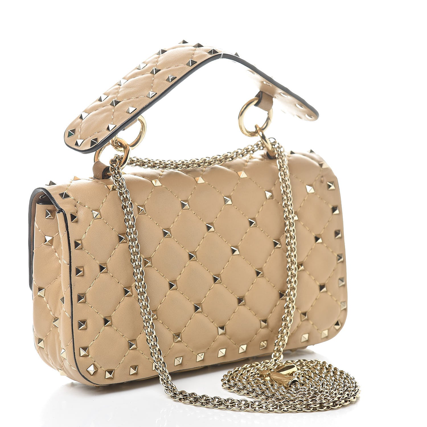 Valentino Garavani Nappa Small Rockstud Spike Shoulder Bag Camel Rose 3 of 11