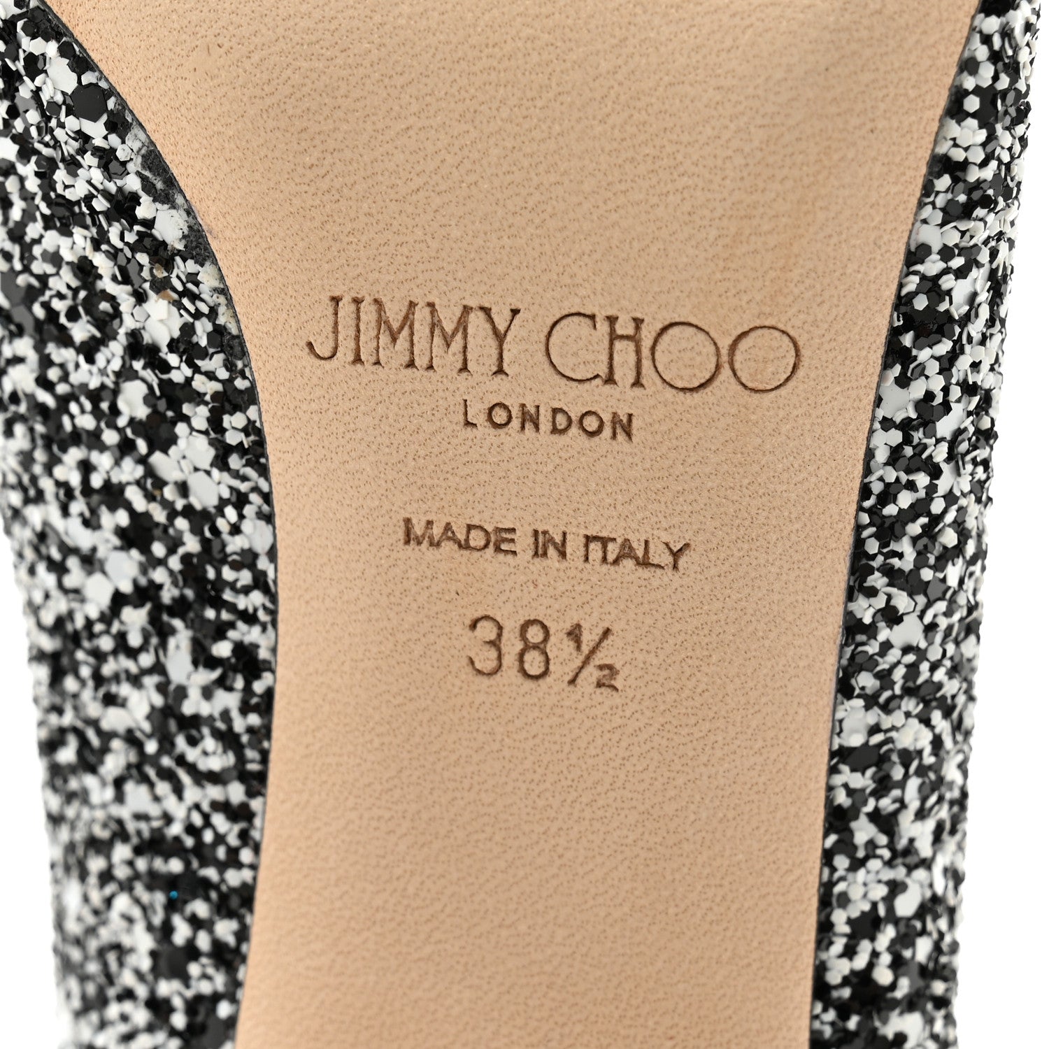 Jimmy Choo Coarse Glitter Pointy Toe Romy 100 Pumps 38.5 Black White 7 of 8