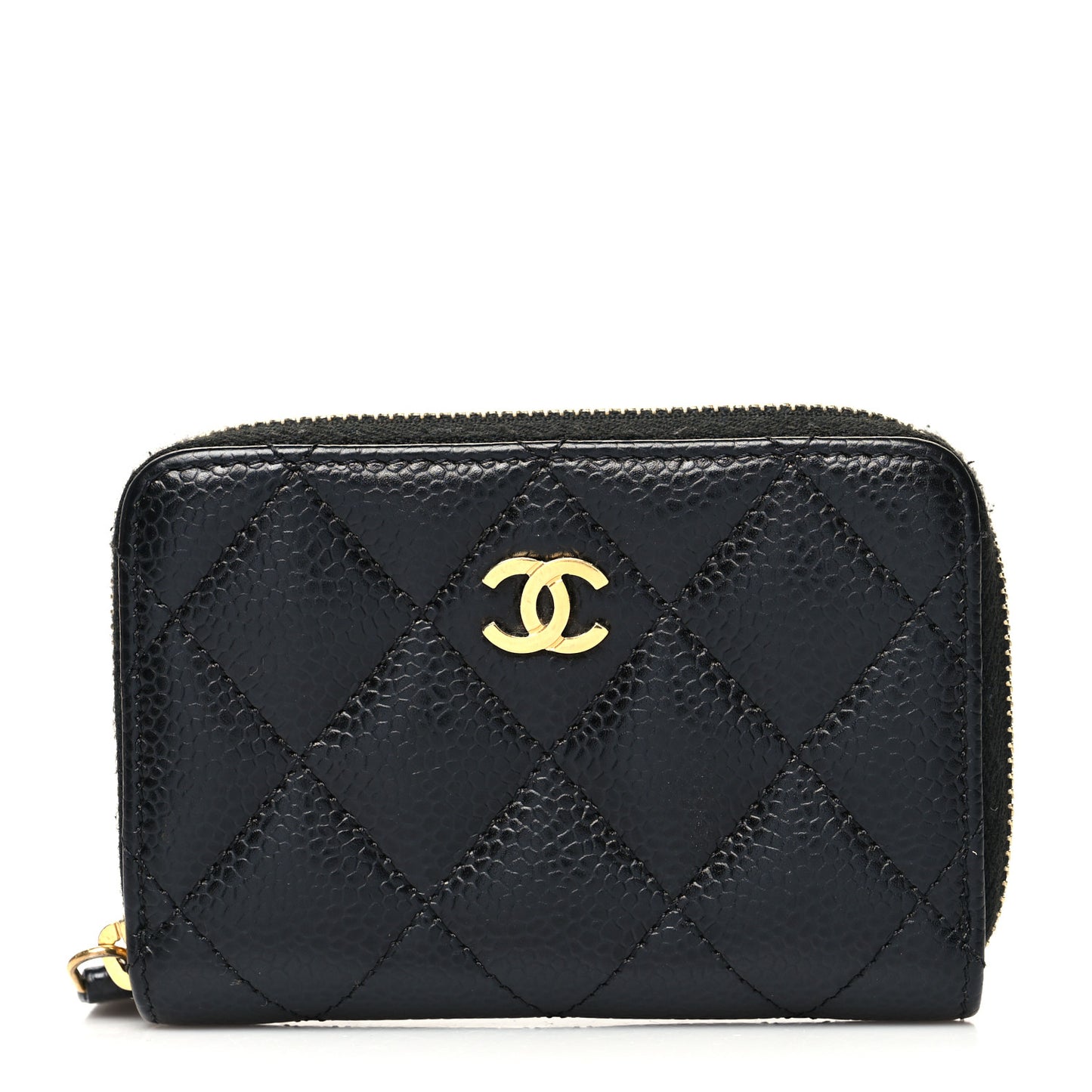 Caviar Quilted Classic Zipped Coin Purse Black