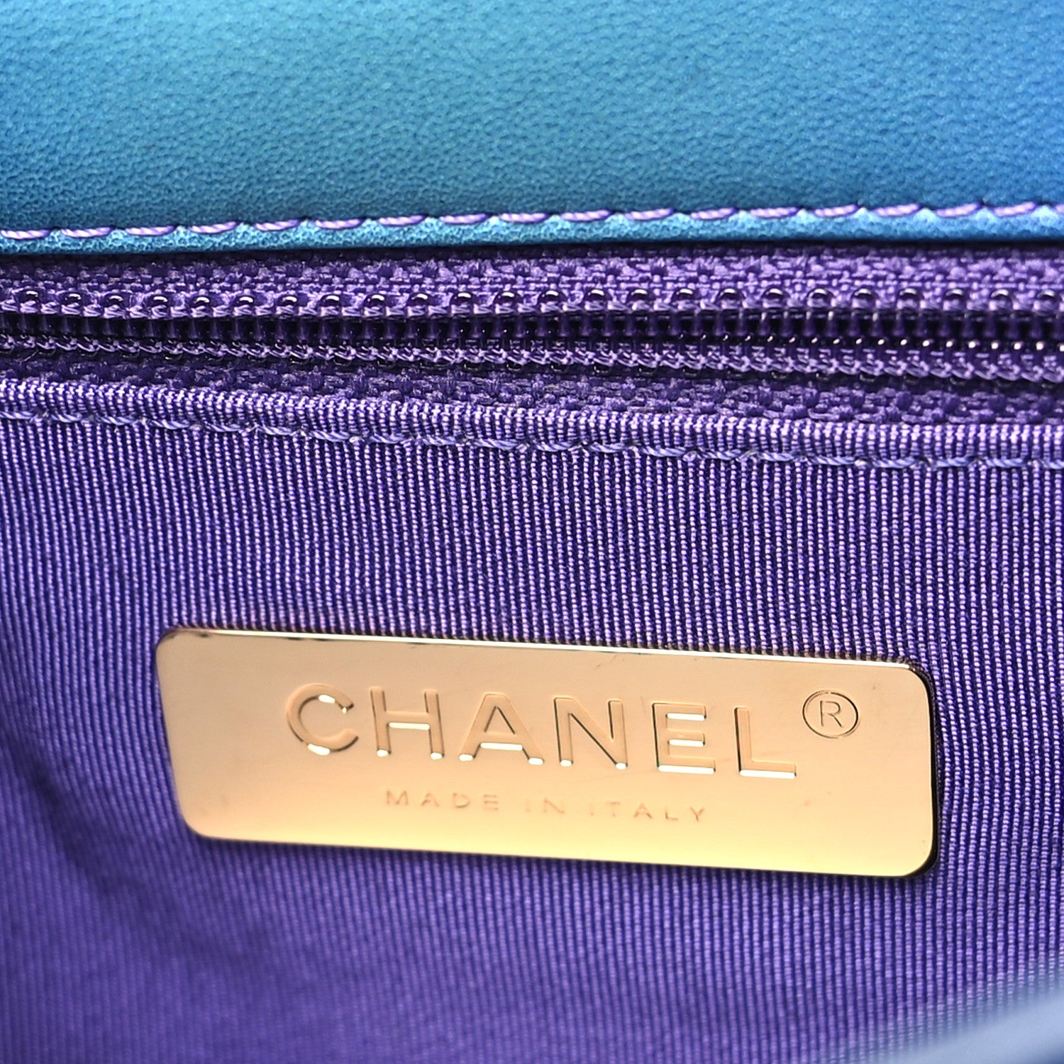Chanel Tie Dye Calfskin Quilted Medium Chanel 19 Flap Blue Purple 6 of 10