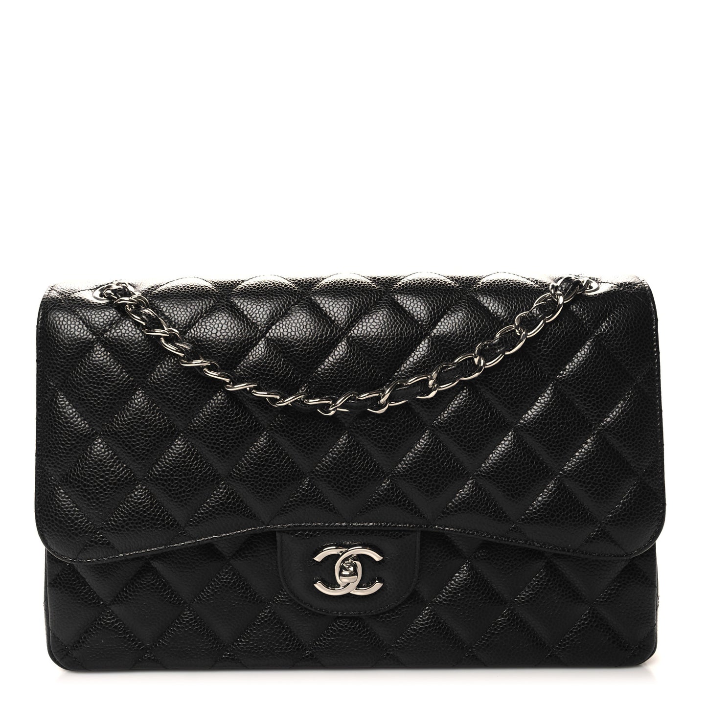Caviar Quilted Jumbo Double Flap Black