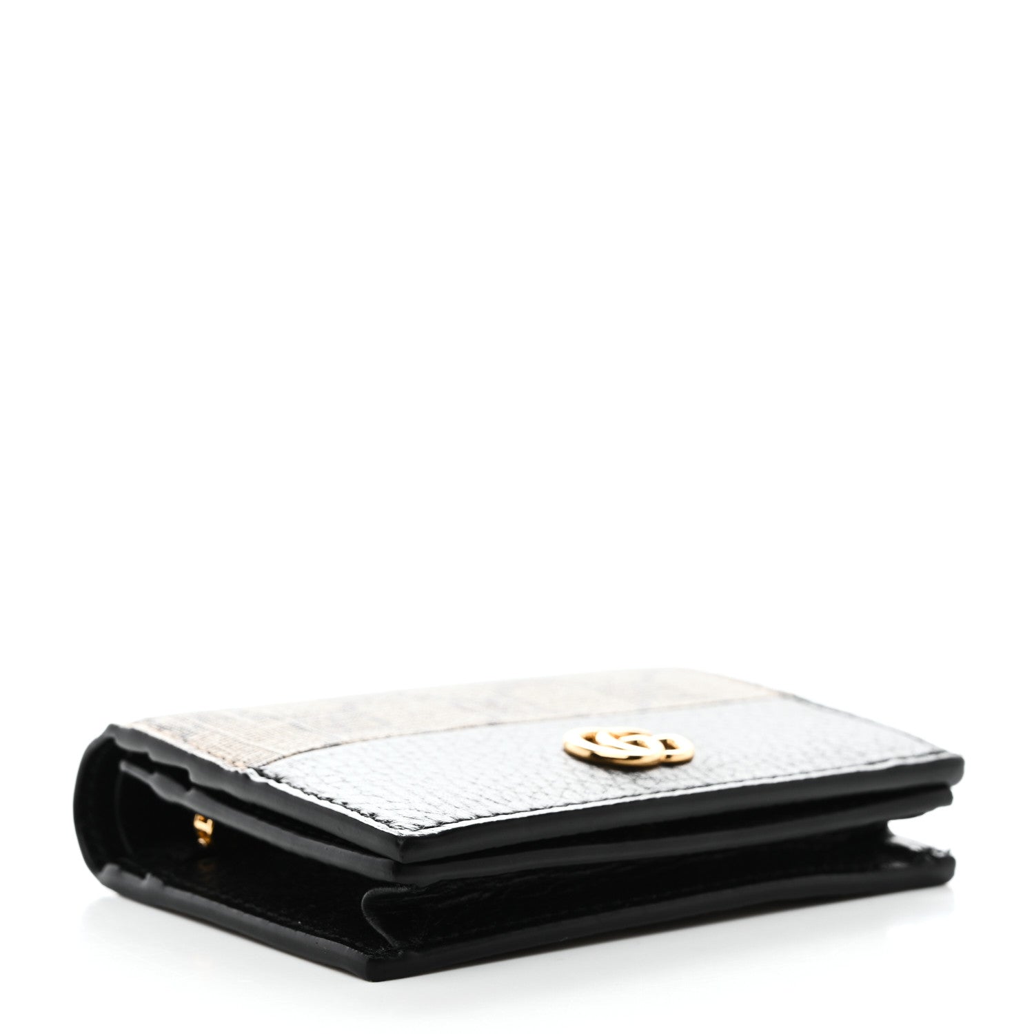 Gucci Dollar Calfskin GG Supreme Monogram GG Marmont Card Case Black Beige Ebony 4 of 8