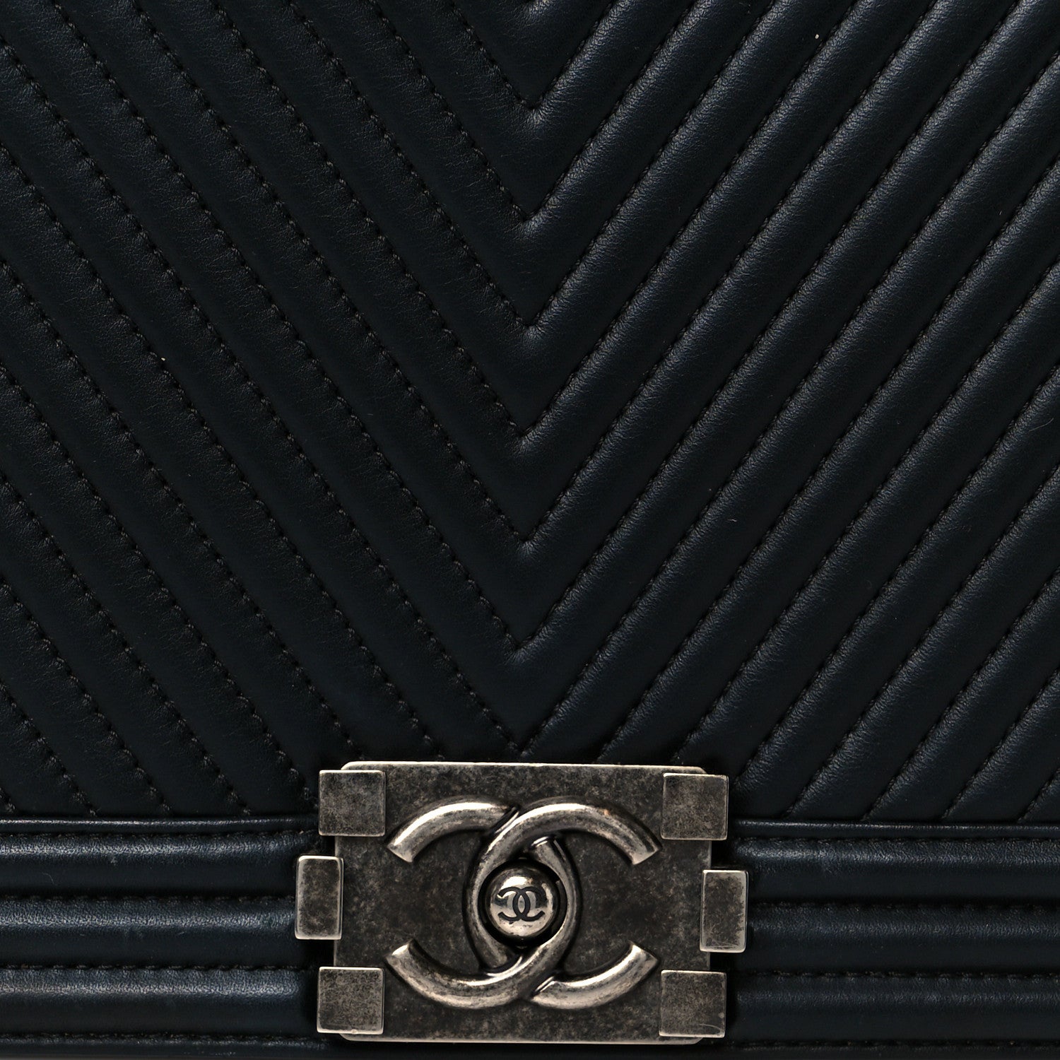 Chanel Calfskin Chevron Quilted New Medium Boy Flap Black 9 of 11