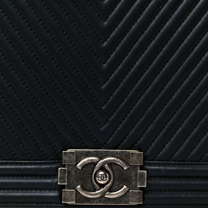 Chanel Calfskin Chevron Quilted New Medium Boy Flap Black 9 of 11