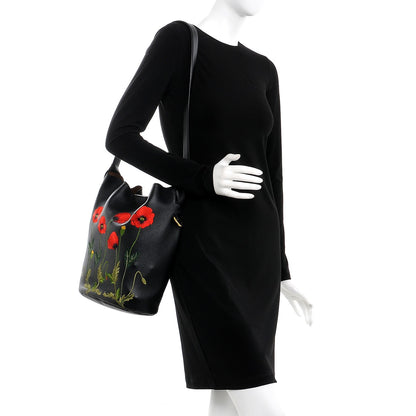 Stella McCartney Eco Alter Nappa Embroidered Flower Bucket Bag Black 2 of 19